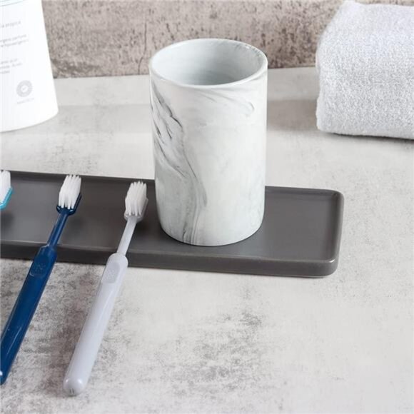 Ceramic Toothbrush Holder Bathroom Cup Marble Pattern Drinking Mug Pen Holder Gr - Picture 4 of 8